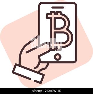 Blockchain mobile, illustration or icon, vector on white background. Stock Vector