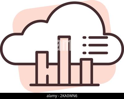 Chart cloud, illustration or icon, vector on white background. Stock Vector