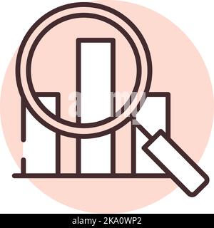 Chart bars, illustration or icon, vector on white background. Stock Vector
