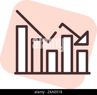 Chart decrease, illustration or icon, vector on white background. Stock Vector