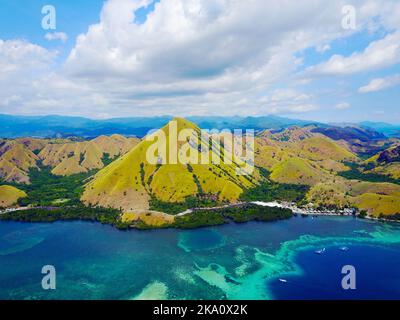 Beautiful aerial view of Gili Laba island, Flores, Indonesia Stock Photo