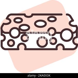 Cleaning sponge, illustration or icon, vector on white background. Stock Vector