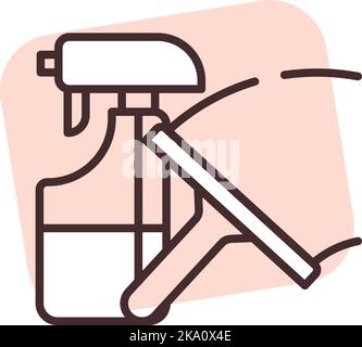 Cleaning windows, illustration or icon, vector on white background. Stock Vector