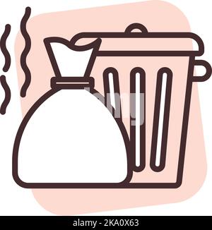 Cleaning trash, illustration or icon, vector on white background. Stock Vector