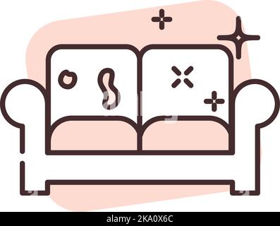 Cleaning home furniture, illustration or icon, vector on white background. Stock Vector