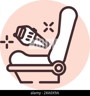 Cleaning car seat , illustration or icon, vector on white background. Stock Vector