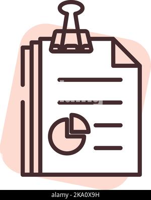 Chart pie papers, illustration or icon, vector on white background. Stock Vector