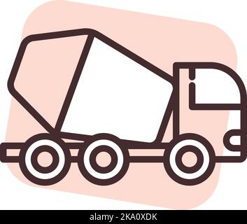 Construction concrete mixer, illustration or icon, vector on white background. Stock Vector