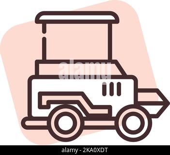 Construction skid steer, illustration or icon, vector on white background. Stock Vector