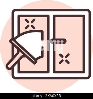 Cleaning glass, illustration or icon, vector on white background. Stock Vector