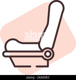 Car front seat, illustration or icon, vector on white background. Stock Vector