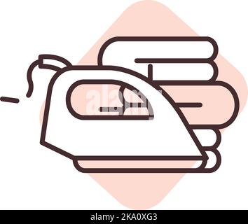 Clothes ironing, illustration or icon, vector on white background. Stock Vector