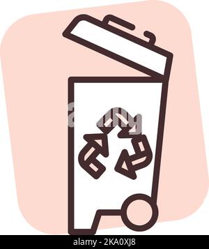 Cleaning  trash recycle, illustration or icon, vector on white background. Stock Vector
