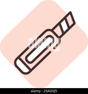 Construction scalpel; illustration or icon; vector on white background. Stock Vector