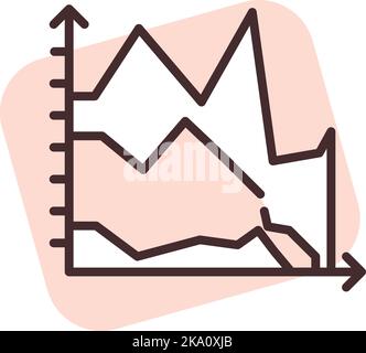 Chart stackarea, illustration or icon, vector on white background. Stock Vector
