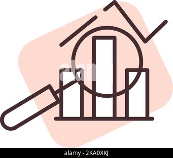 Chart inspection, illustration or icon, vector on white background. Stock Vector