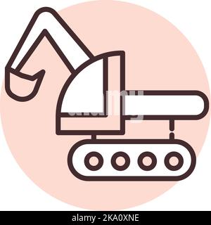 Construction loader bulldozer; illustration or icon; vector on white background. Stock Vector