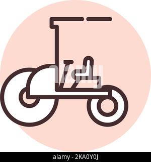 Construction transport truck, illustration or icon, vector on white background. Stock Vector