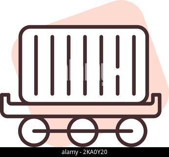 Delivery train, illustration or icon, vector on white background. Stock Vector