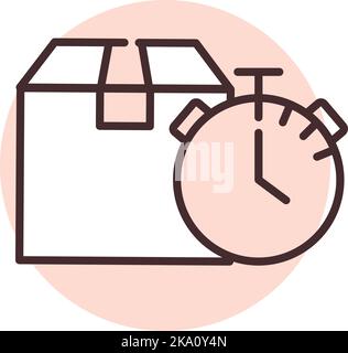 Delivery timer, illustration or icon, vector on white background. Stock Vector