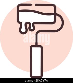 Construction paint roller; illustration or icon; vector on white background. Stock Vector