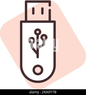 Electronics USB port, illustration or icon, vector on white background. Stock Vector