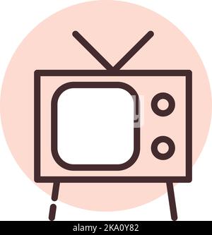 Electronics old TV, illustration or icon, vector on white background. Stock Vector