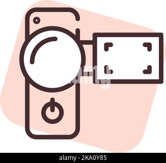 Electronics video camera, illustration or icon, vector on white background. Stock Vector