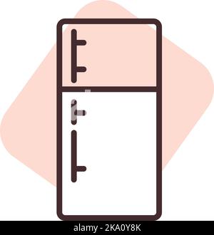Electronics refrigerator, illustration or icon, vector on white background. Stock Vector