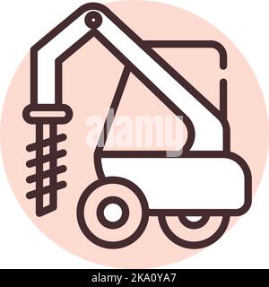 Construction concrete drill, illustration or icon, vector on white background. Stock Vector