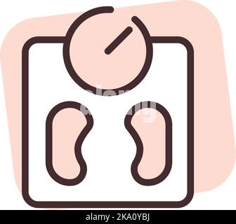 Electronics weight scale, illustration or icon, vector on white background. Stock Vector