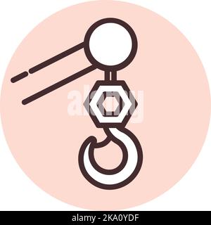 Construction crane, illustration or icon, vector on white background. Stock Vector