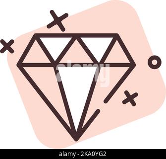 Event engagement diamond ring, illustration or icon, vector on white background. Stock Vector