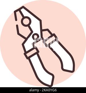 Construction equipment pliers, illustration or icon, vector on white background. Stock Vector