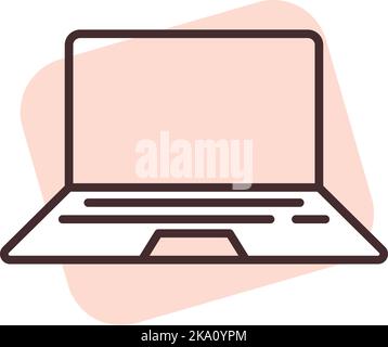 Electronics laptop, illustration or icon, vector on white background. Stock Vector