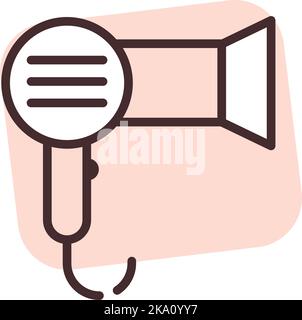 Electronics hairdryer , illustration or icon, vector on white background. Stock Vector