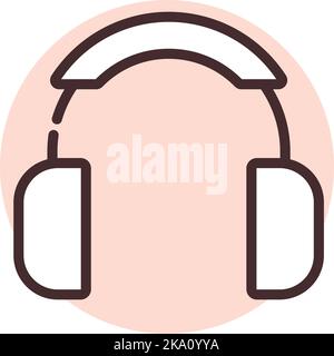 Electronics headphones, illustration or icon, vector on white background. Stock Vector