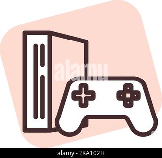 Electronics gaming console, illustration or icon, vector on white background. Stock Vector