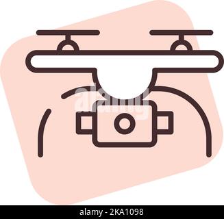 Electronics drone, illustration or icon, vector on white background. Stock Vector