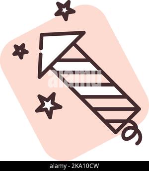 Event fireworks, illustration or icon, vector on white background. Stock Vector