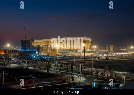 The 80,000-seats Lusail Stadium night view - It is here that the FIFA World Cup Qatar 2022 final will be staged - Doha QATAR 11-08-2022 Stock Photo