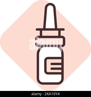 Health nose spray, illustration or icon, vector on white background. Stock Vector