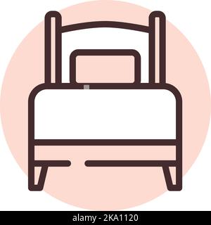 Furniture single bed, illustration or icon, vector on white background. Stock Vector