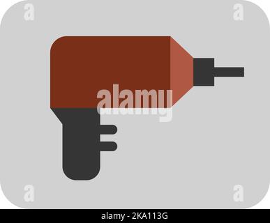 Industrial drill, illustration or icon, vector on white background. Stock Vector
