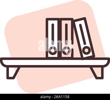 Furniture book shelf, illustration or icon, vector on white background. Stock Vector