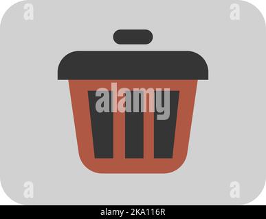 Industrial trash can, illustration or icon, vector on white background. Stock Vector