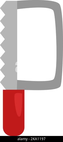 Instrument hacksaw, illustration or icon, vector on white background. Stock Vector