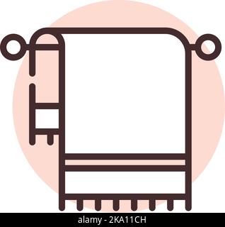 Home textile towel hanger, illustration or icon, vector on white background. Stock Vector