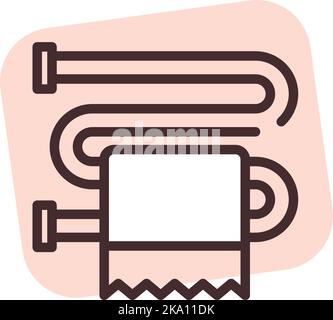 Home textile towel rack, illustration or icon, vector on white background. Stock Vector