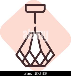 Diamond ceiling lamp, illustration or icon, vector on white background. Stock Vector